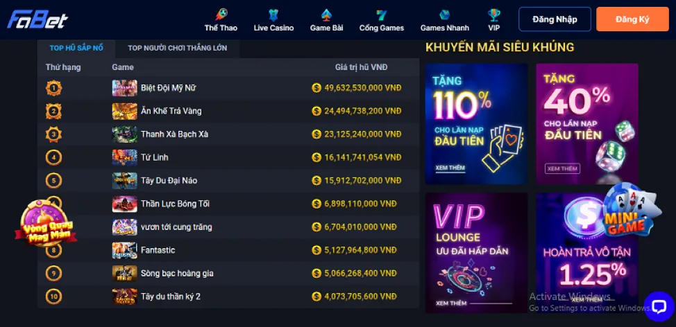 Các chương trình khuyến mãi slot game tại 9789bet